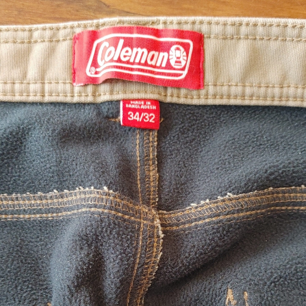 EX CONDColeman Men's Tan Lined Winter Carpenter Style Hiking/Working Jeans 34x32